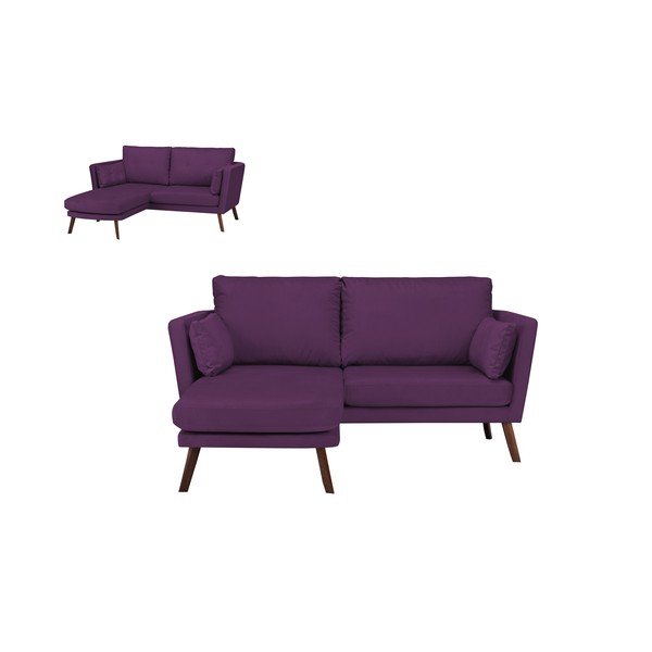 Ciemnofioletowa sofa 3-osobowa Mazzini Sofas Elena, z szezlongiem po lewej stronie-image-4