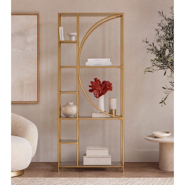 Stalowy regał w kolorze złota 66x176x25,5 cm Elenor – Bizzotto-image-3