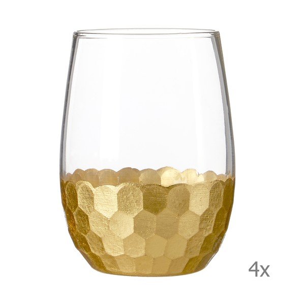 Zestaw 4 szklanek z detalami w kolorze złota Premier Housewares Astrid, 240 ml