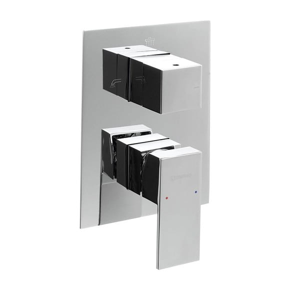 Bateria prysznicowa podtynkowa w kolorze srebra z połyskiem (3 otwory) Latus – Sapho