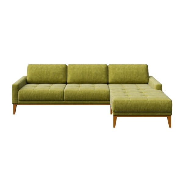 Zielona sofa z szezlongiem po prawej stronie MESONICA Musso Tufted