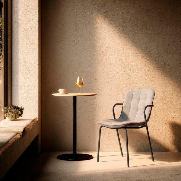 Jasnoszare tapicerowane krzesło z podłokietnikami Angie – Marckeric-image-1