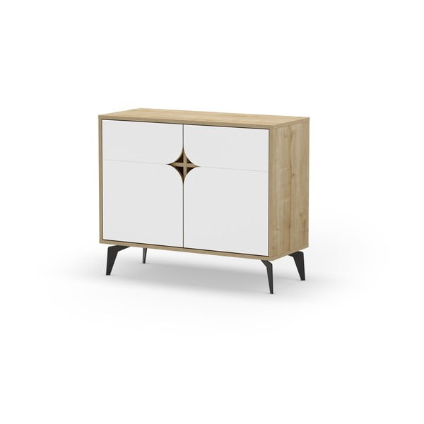 Biała szafka w dekorze dębu 95x79 cm Nola – Marckeric-image-2