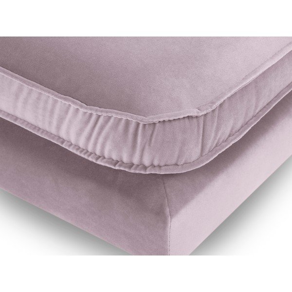 Jasnoróżowy aksamitny podnóżek z czarnymi nogami Kooko Home Lento-image-3