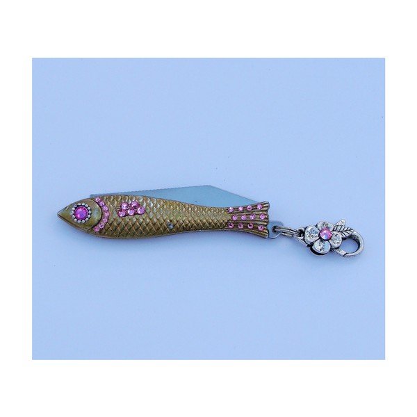 Komplet 2 scyzoryków rybka w opakowaniu podarunkowym, różowe i niebieskie kryształki-image-1