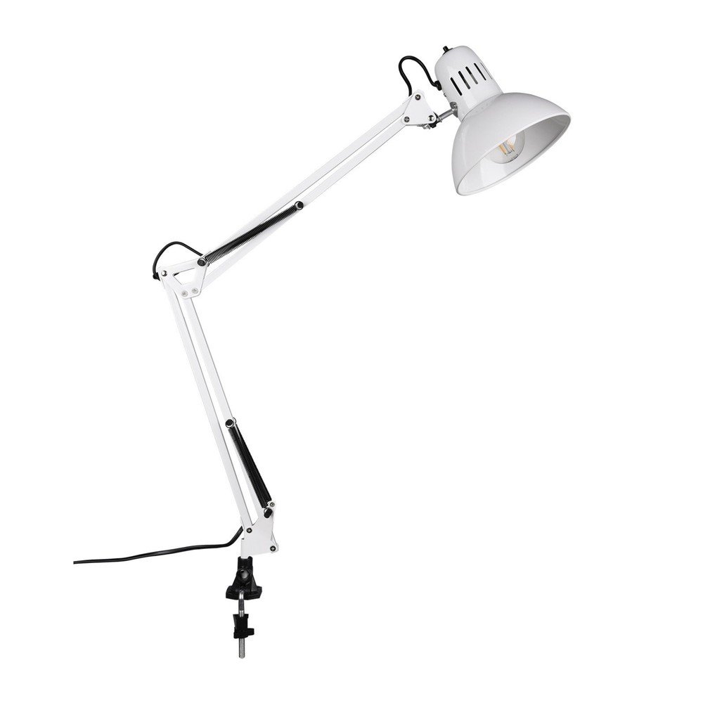 Biała lampa stołowa z elastyczną konstrukcją/z klipsem (wysokość 73,5 cm) Tajo – Trio