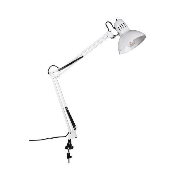 Biała lampa stołowa z elastyczną konstrukcją/z klipsem (wysokość 73,5 cm) Tajo – Trio