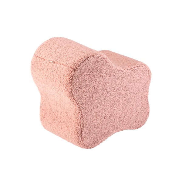 Różowy puf dziecięcy z materiału bouclé Cloud – Wigiwama-image-2