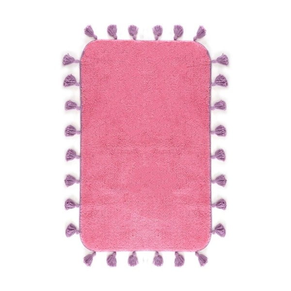 Różowy bawełniany dywanik łazienkowy Greg, 70x110 cm