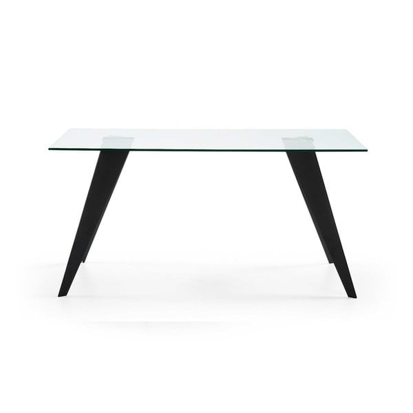 Szklany stół z czarnymi nogami La Forma Nack, 160x90 cm