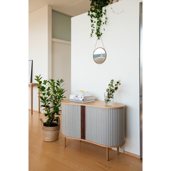 Szara niska komoda w dekorze dębu z drzwiami przesuwnymi 100x67 cm Audacious – UMAGE-image-1