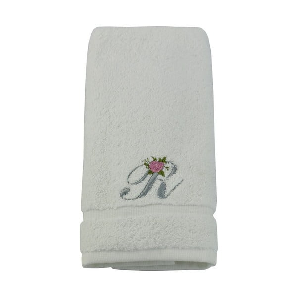 Ręcznik z inicjałem i różyczką R, 30x50 cm