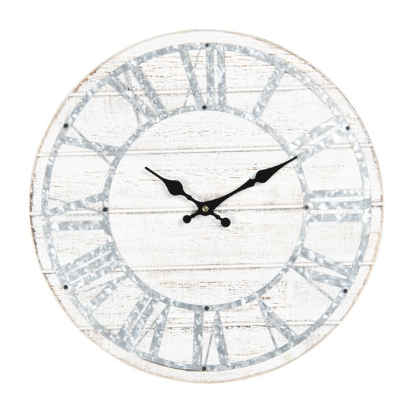 Biały zegar ścienny z niebieskimi detalami Clayre & Eef, ⌀ 40 cm