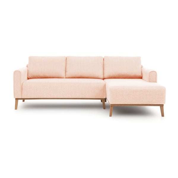 Różowa prawostronna sofa narożna Vivonita Milton