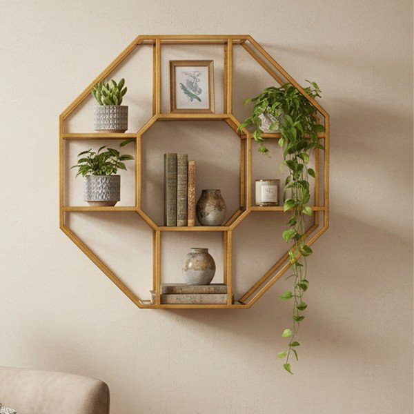Wielopoziomowa metalowa półka w naturalnym kolorze 92 cm Zariah – Premier Housewares-image-2