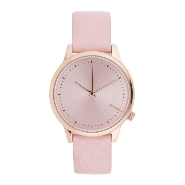 Różowy zegarek damski ze skórzanym paskiem Komono Pastel