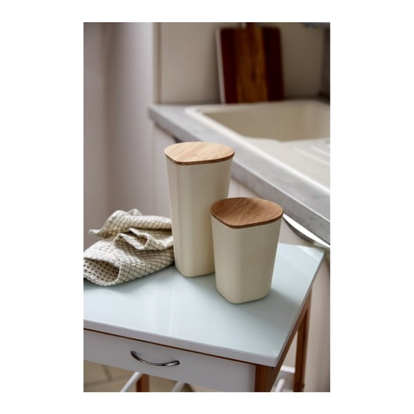 Beżowy pojemnik z bambusową pokrywą Wenko Derry, 750 ml-image-2