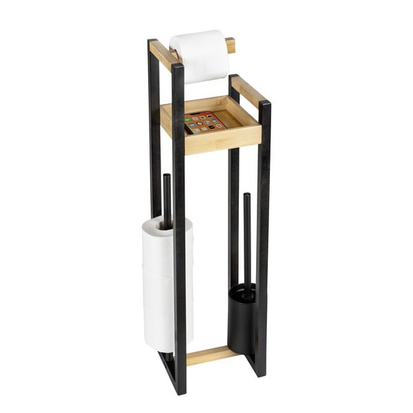 Bambusowy stojak na papier toaletowy ze szczotką Braidi – Wenko-image-2