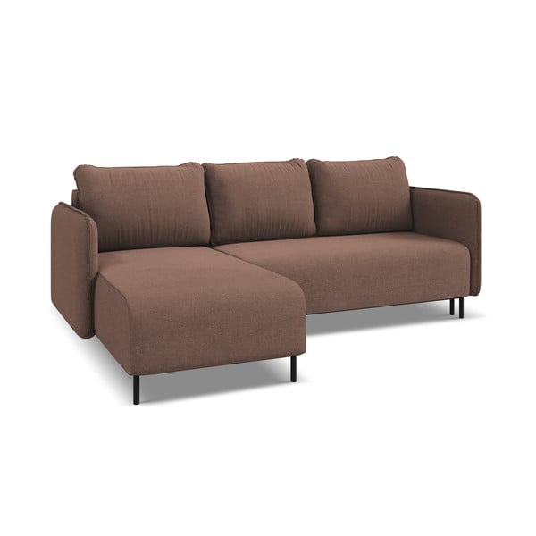 Różowy rozkładany/ze schowkiem narożnik (lewostronny) Luana – Makamii-image-4