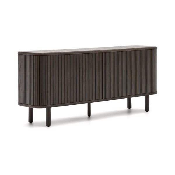 Ciemnobrązowa niska komoda w dekorze jesionu z drzwiami przesuwnymi 180x75 cm Mailen – Kave Home-image-4