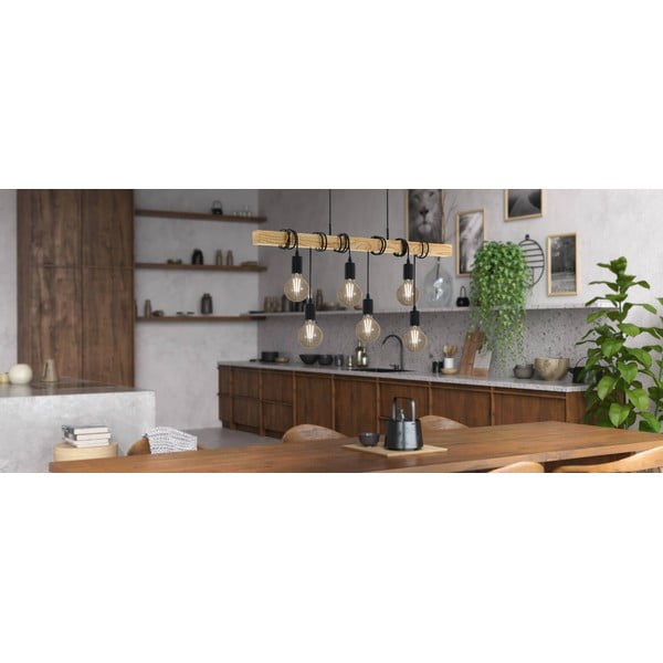 Lampa wisząca w czarno-naturalnym kolorze TOWNSHEND – EGLO-image-2