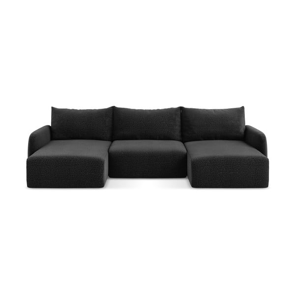 Czarny rozkładany/ze schowkiem narożnik Kalena – Makamii