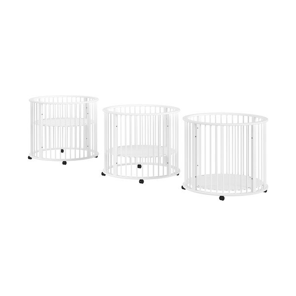 Biały kojec dla dzieci z litego drewna bukowego 90x90 cm Dino – Vipack-image-2