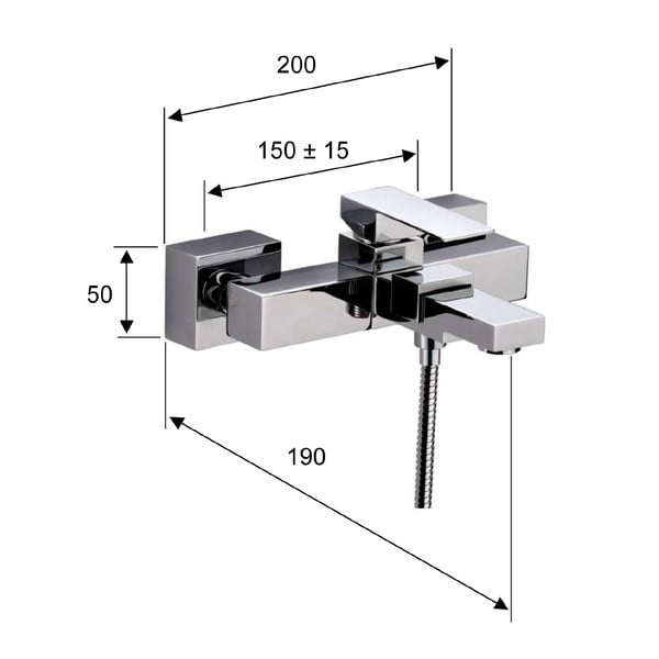 Bateria wannowa ścienna w kolorze srebra z połyskiem (2 otwory) Latus – Sapho-image-1