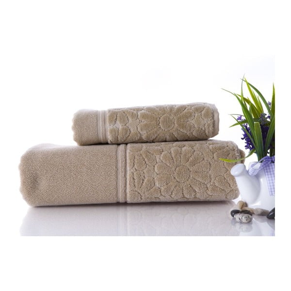 Zestaw 2 ręczników Samba Beige, 70x140 cm i 50x90 cm