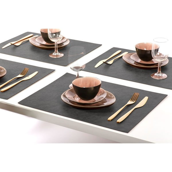 Czarna mata stołowa z imitacji skóry ZicZac Troja Rectangle, 33x45 cm-image-1