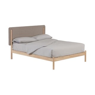 Szaro-naturalne łóżko dwuosobowe z drewna kauczukowego ze stelażem 160x200 cm Shayndel – Kave Home