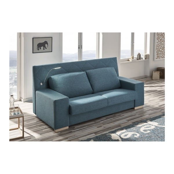 Niebieska sofa rozkładana Suinta Dorian, szer. 204 cm