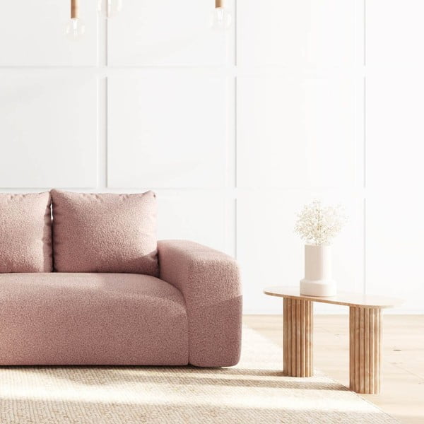 Różowy narożnik z materiału bouclé (lewostronny/z szezlongiem) Monce – Rodier-image-4