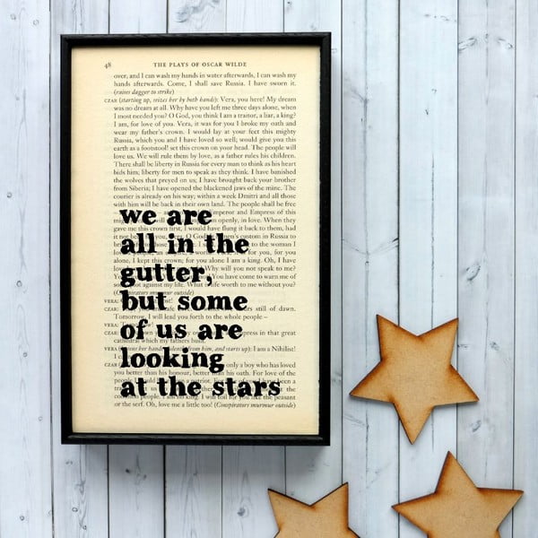 Plakat w
  drewnianej ramie Oscar Wilde Stars