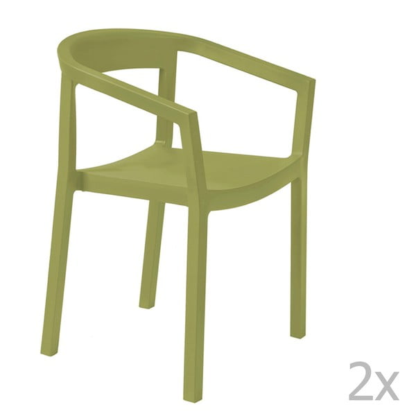 Zestaw 2 zielonych krzeseł ogrodowych z podłokietnikami Resol Peach