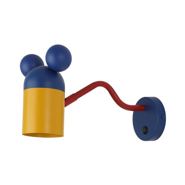 Niebieski kinkiet dziecięcy z metalowym kloszem Mouse – GTV