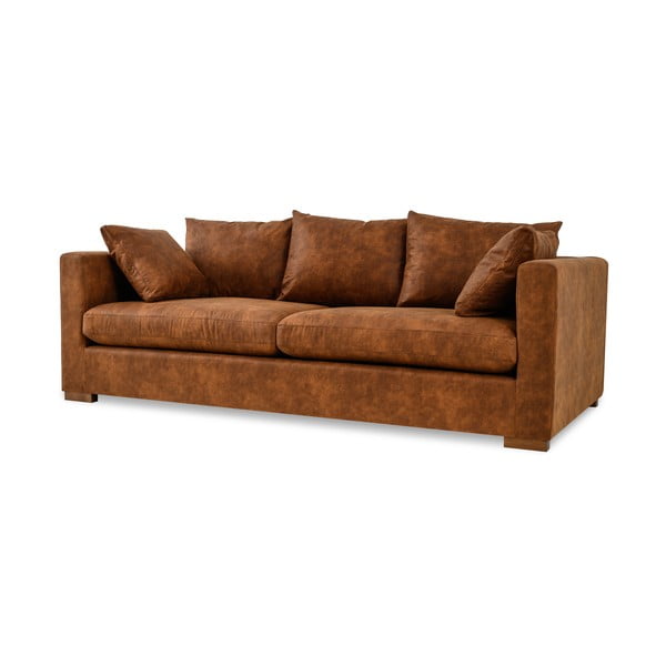 Koniakowa sofa z imitacji skóry 225 cm Hamburg – Scandic-image-3