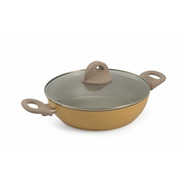 Pomarańczowo-brązowa patelnia z 2 uchwytami i pokrywką Villa d'Este Padella, ø 24 cm