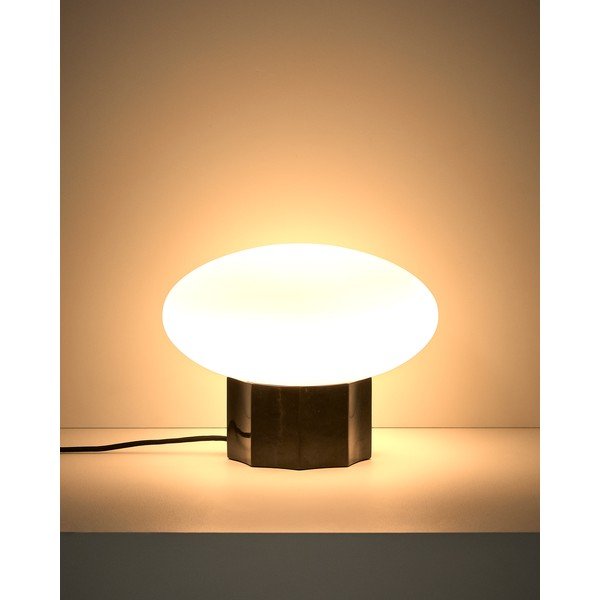 Biała/czarna metalowa lampa stołowa ze szklanym kloszem (wysokość 20 cm) Idela – Kave Home-image-1