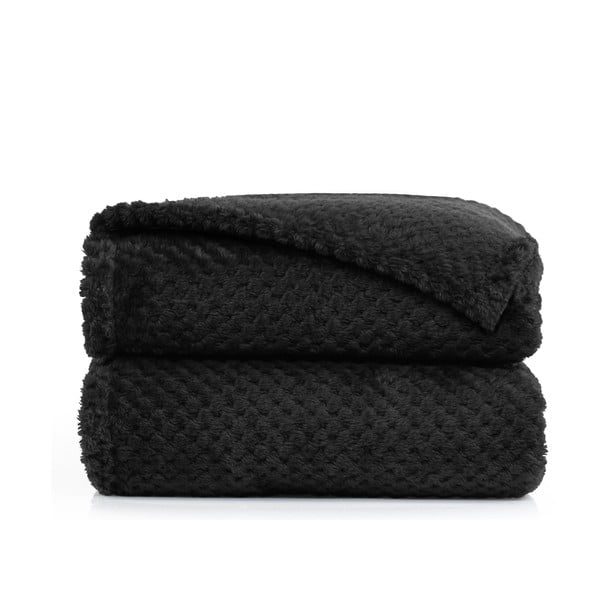 Czarny koc z mikrowłókna DecoKing Henry, 150x200 cm-image-2