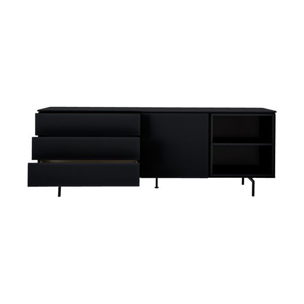 Czarna niska komoda 210x76 cm Plain – Tenzo-image-1