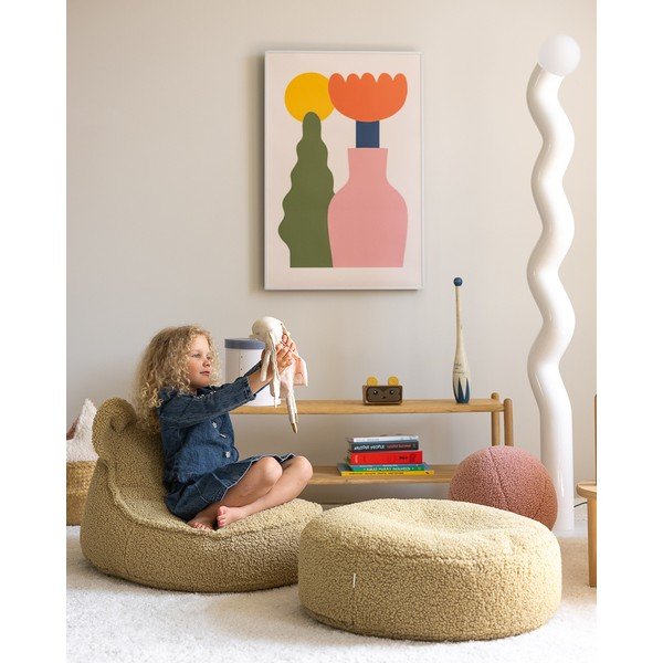 Zielony dziecięcy worek do siedzenia z materiału bouclé Round – Wigiwama-image-1