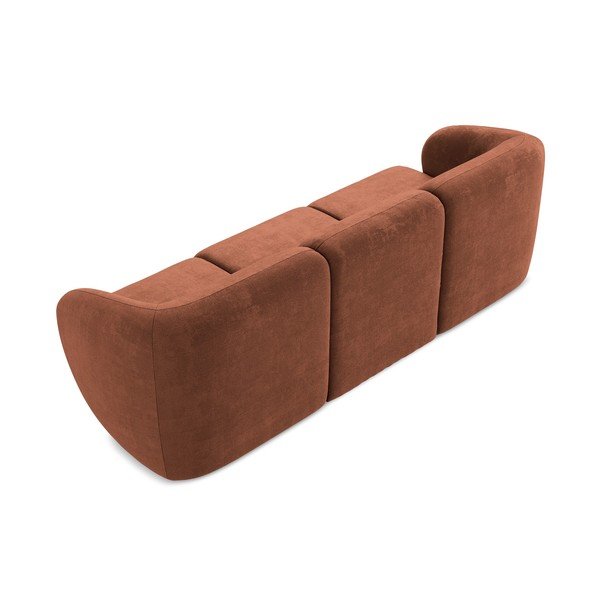Sofa z tkaniny szenilowej w kolorze terakoty 244 cm Lani – Makamii-image-3