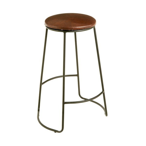 Czarny/brązowy tapicerowany hoker (wysokość siedziska 64 cm) Brixton – Premier Housewares
