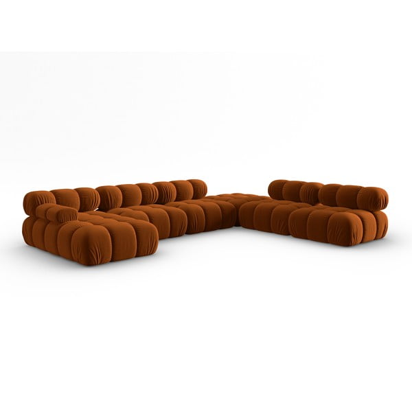 Pomarańczowa aksamitna sofa 379 cm Bellis – Micadoni Home-image-3