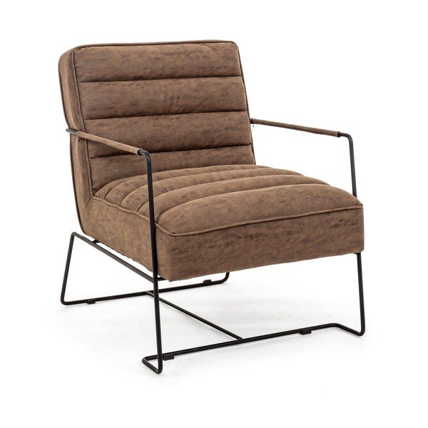 Brązowy fotel z imitacji skóry Brianna – Bizzotto