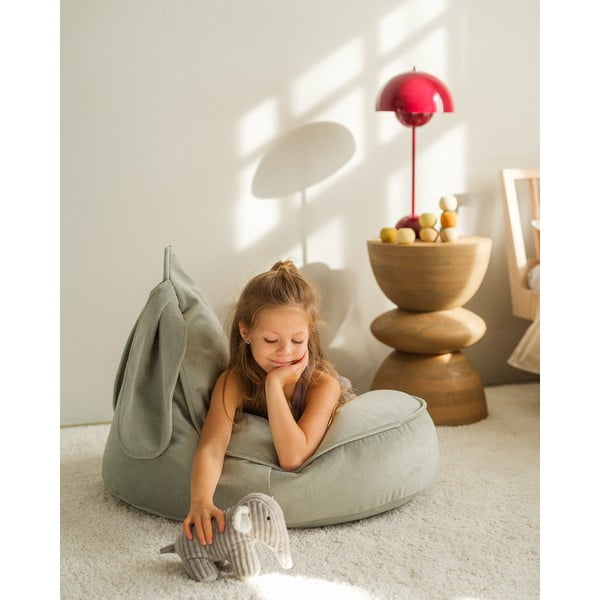 Miętowy aksamitny dziecięcy worek do siedzenia Bunny – Wigiwama-image-3
