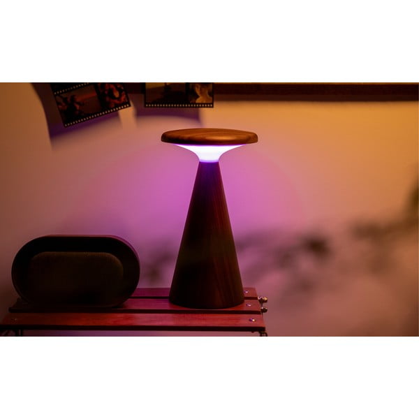 Lampa stołowa LED w ciemnym naturalnym kolorze z drewnianym kloszem (wysokość 21 cm) Sylva – Gingko-image-4