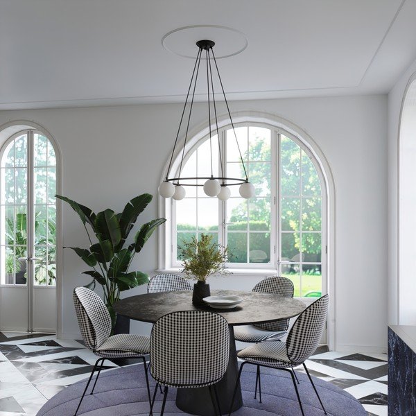 Biało-czarna lampa wisząca ze szklanym kloszem Umerta – Sollux-image-4