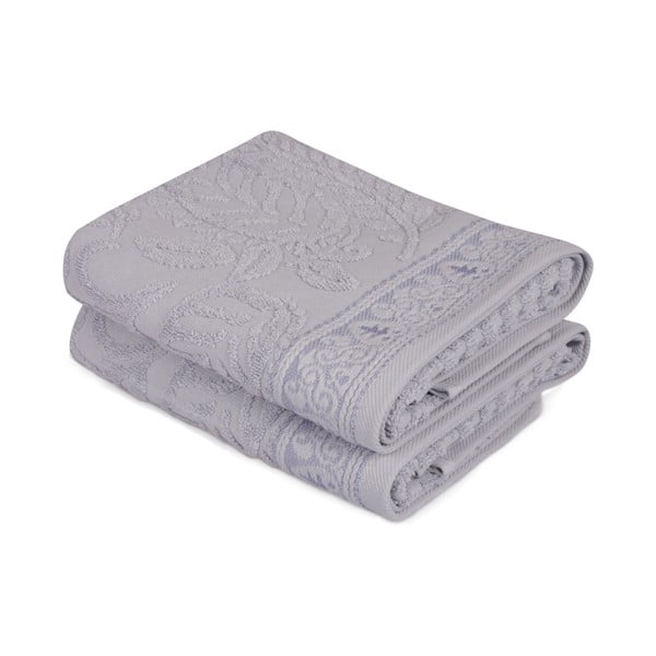 Komplet 2 niebieskich bawełnianych ręczników na ruce Catherine, 50x90 cm